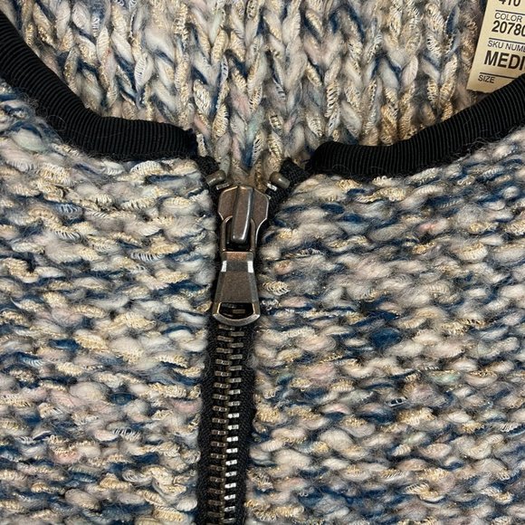 American Eagle Metallic Wool Sweater Zipper Cardigan Jacket Knit Navy White M - Picture 6 of 10